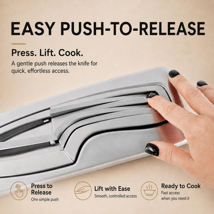 NestKnife Magnetic Kitchen Knife Set - 4 Piece VG10 High Carbon Stainless Steel Kitchen Knives with Patented Space-Saving Nesting Design & Magnetic Block - Ultra Sharp Professional Chef Knife Set