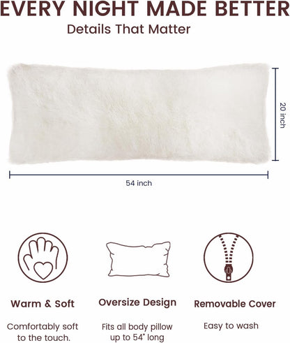 20 54 ZonLi Fuzzy Body Pillow Cover, x Pillowcase, Faux Fur Long Pillow Cover with Zipper, Fluffy Soft Plush Decorative