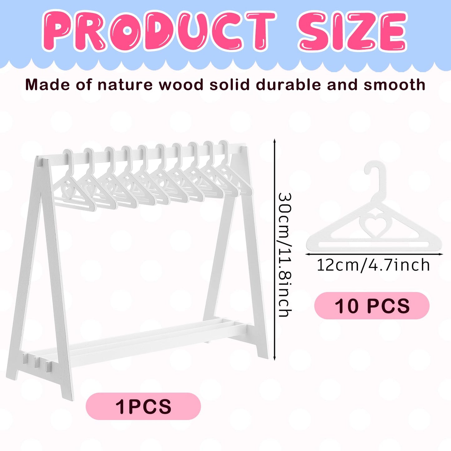 Bucherry Mini Cookie Rack Cookie Bag Display Stand with 10 Mini Hangers Doll Garment Rack Decorative Biscuit Hanger for Tea Parties Family Gatherings Children's Parties, Doll Party Supplies