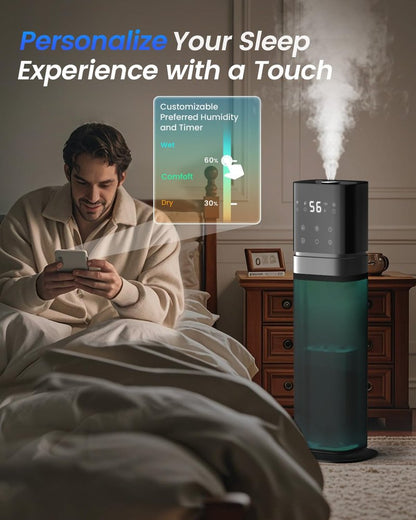 AILINKE Humidifiers for Bedroom 2.1Gal/8L, Smart Humidifier for Large Room, Cool Mist Humidifiers for Home Kids Plants, Top Fill Humidifier with Extension Tube, WIFI APP & Voice Control, Dark Blue