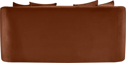 Meridian Furniture 699Cognac-L Alder Collection Modern | Contemporary Loveseat with Ultra Luxe Cognac 460 GSM Velvet, Solid Wood Frame, 66" W x 36" D x 30" H, Cognac
