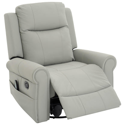 Christopher Knight Home Hayezi 270° Swivel Rocker Recliner, Massage and Heating Chair, PU Leather Living Room Manual Recliner with Dual Reclining Positions & Side Pocket, for Nursery Bedroom, Gray