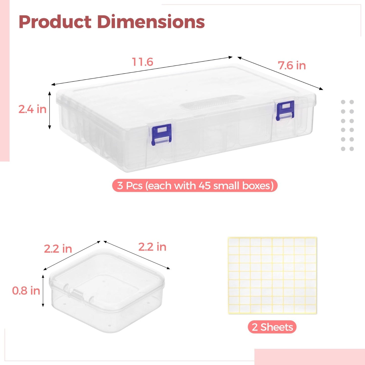 yeesport 138 Pcs Plastic Bead Storage Containers, Includes 135 Small Storage Boxes and 3 Large Organizer Cases, Clear Containers with Hinged Lids for Jewelry, Crafts, Small Items, Parts