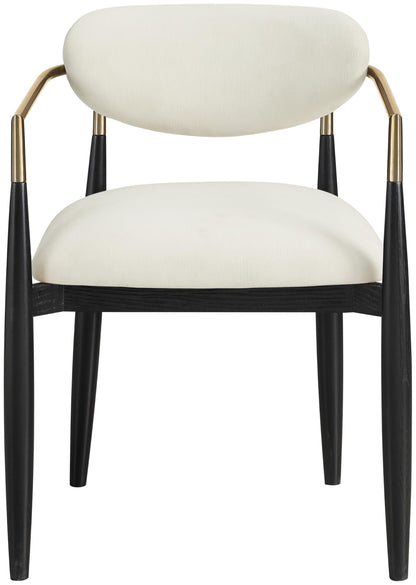 Meridian Furniture 11022Beige-AC Riccio Collection Modern | Contemporary Dining Arm Chair with Beige Performance Polyester, Ash Wood, Iron, 21.5" W x 21.5" D x 29.5" H, Beige, Set of 2
