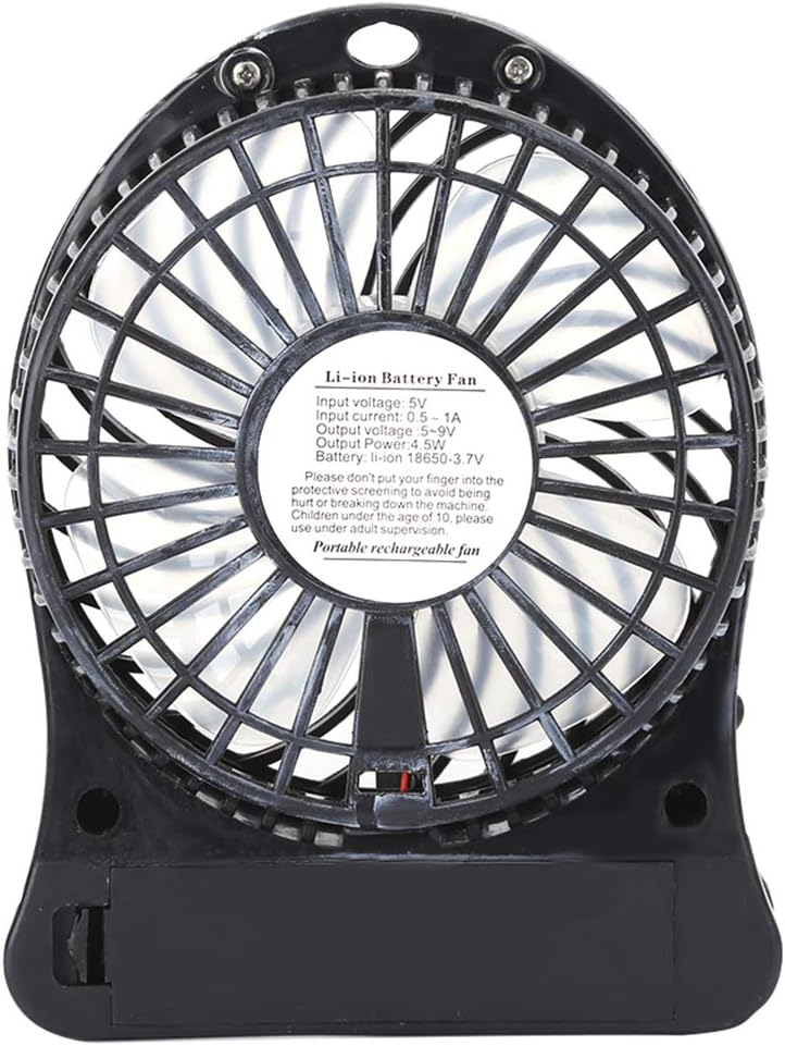 CCYLEZ Mini Table Fan - 3 Speed Adjustable USB Rechargeable Fan for Baby Bed, Car Seats, Summer Gift (Black)