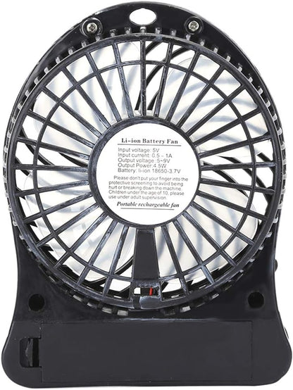 CCYLEZ Mini Table Fan - 3 Speed Adjustable USB Rechargeable Fan for Baby Bed, Car Seats, Summer Gift (Black)