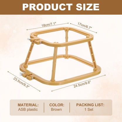 PATIKIL 7.1" x 6.7" Square Embroidery Hoop Stand, Adjustable ABS Plastic Cross Stitch Stand Hands-Free 2-Tier Embroidery Hoop Holder Punch Needle Frame for Sewing Arts Needlework, Khaki