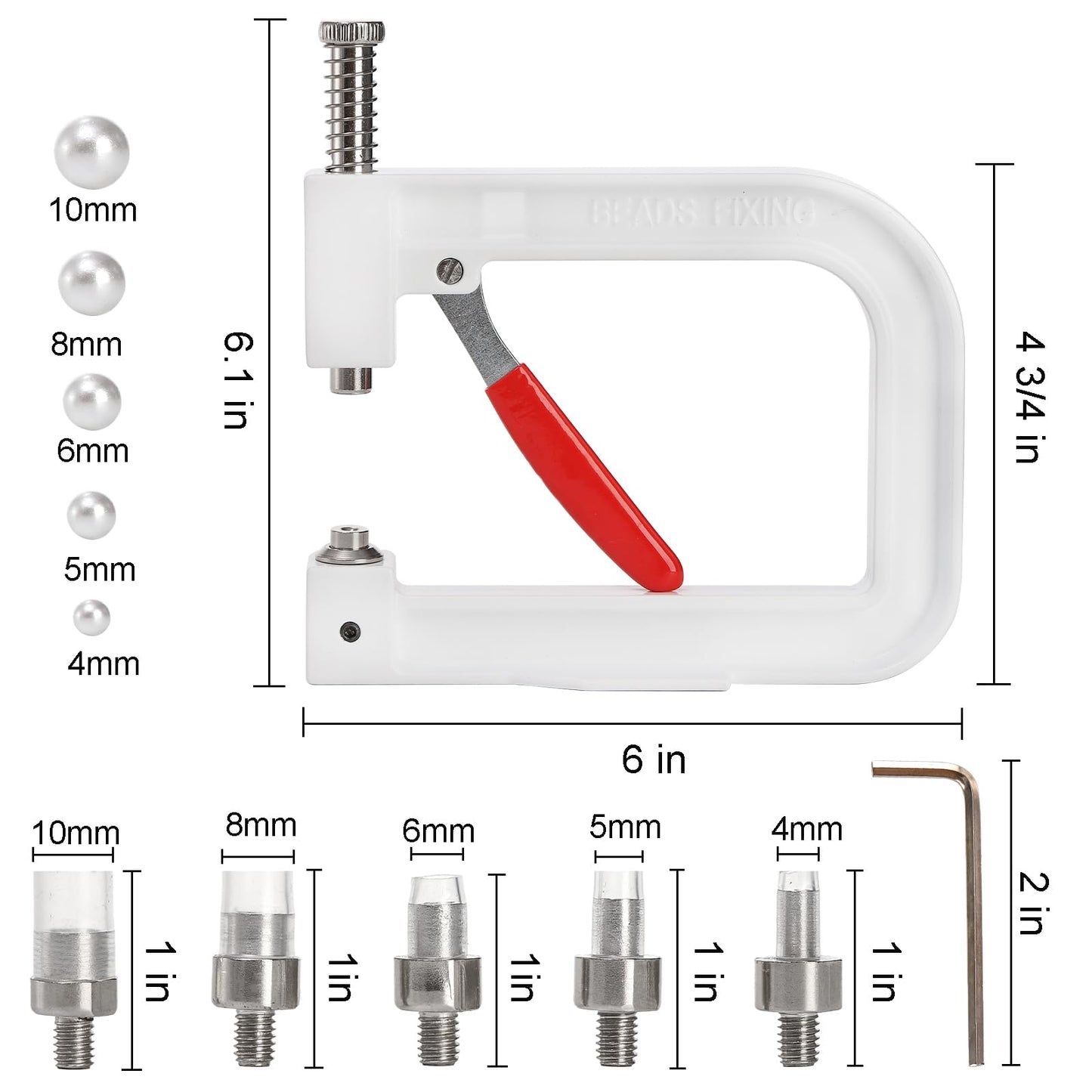 Okllen Pearl Handmade Setting Machine, Beads Rivet Fixing Machine with 5 Sizes, Round Pearl Beads Rivet Studs for Hats, Shoes, Clothes, Bags, Skirts, Beads DIY Accessories