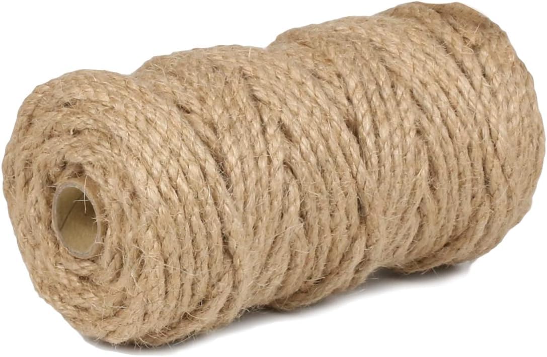 PerkDecor 2Pack 5mm Natural Jute Twine Rope 210 Feet Twisted Heavy Duty Thick Twine for Cat Scratching Post Tree Craft Projects Garden Home Decoration Packing Bundling (Brown-105Feet/Roll)