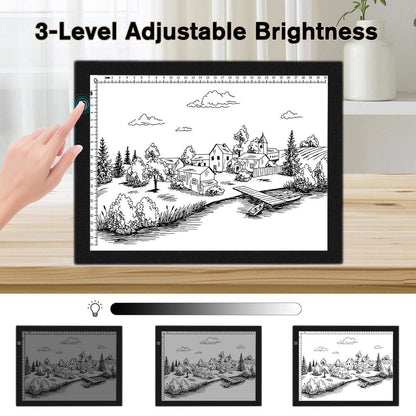 HUAYEYC B4 LED Copy Board Light Tracing Box, 3 Levels Adjustable Brightness Light Pad, for Tattoo Drawing, Streaming, Sketching, Animation, Stenciling, Vinyl Weeding, with 4Pcs Clip and Stand