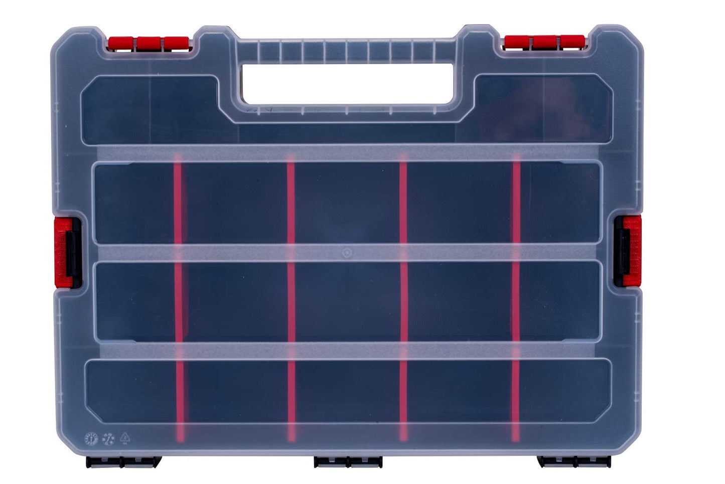 2-Pack Small Parts Organizer Box – Stackable Hardware Storage Organizer Case with 20 Compartments & Dividers – Screw, Nut, Bolt, Drill Bit Organizer for Garage, Workshop, Crafts