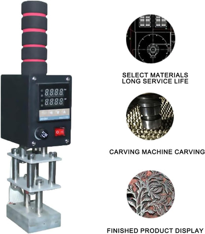 Embossing Machine, 110V 500W Handheld Portable Hot Stamping Branding, Machine Heat Press Digital Leather Tool, Paper Wood Custom Logo Food Foil Stamp Printer (Precise Location 5-7cm)