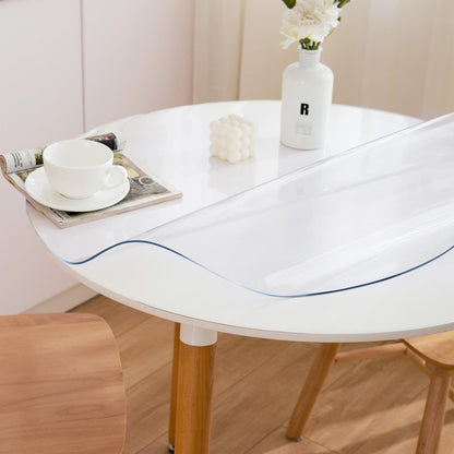 Eisdroma 54 Inch Round Clear Table Cover Protector, 2mm Thick Round Clear Table Protector for Dining Room Table, Waterproof Round Plastic Vinyl Table Pad