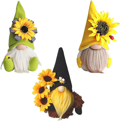 LUOZZY 3 Pcs Summer Sunflower Gnome Doll Plush, Faceless Tomte Decor for Desktop Summer Holiday Party Decorations
