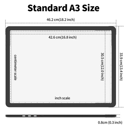 TOHETO Rechargeable A3 Light Pad for Diamond Painting, Ultra Bright Tracing Light Box for Drawing, Wireless Lightbox for Tracing and Drawing, Cordless Diamond Art Light Board for Sketching (Black)