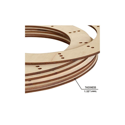 11 Inch 6 Pack Unfinished Wooden Wreath Rings Crafts Hanging Floral Hoop Garland Wood Wreath Frames for Home Decor (0.15 inch Thick,with 28 Holes)