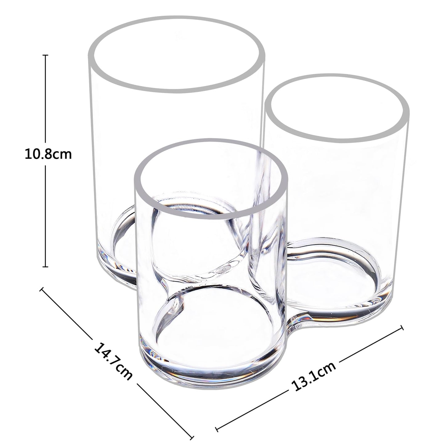 MOSIKER Makeup Brush Holder,Acrylic Clear Round Remote Control Pen Pencil Hair Nail Brush Comb Organizer with 3 Slots