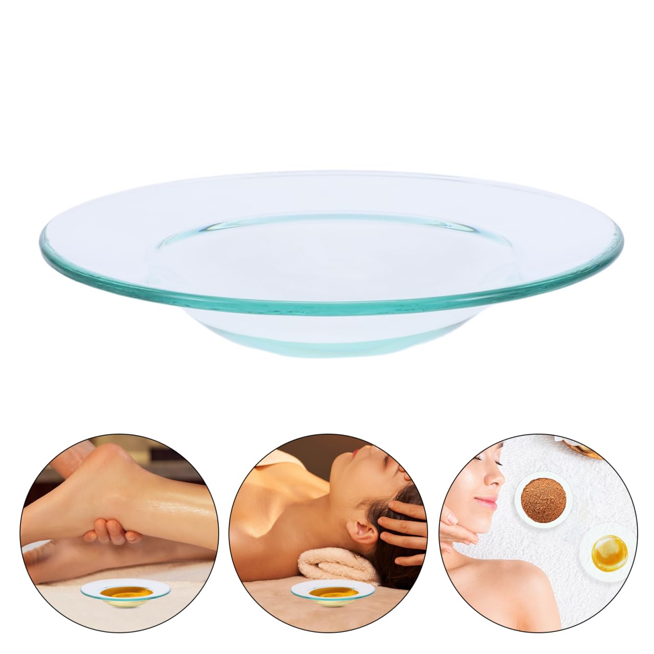 HOMSFOU 2pcs Replacement Round Clear Glass Dish, Wax Melt Candle Plate Tray Lid for Aroma Lamp, Electric Oil Tart Warmer