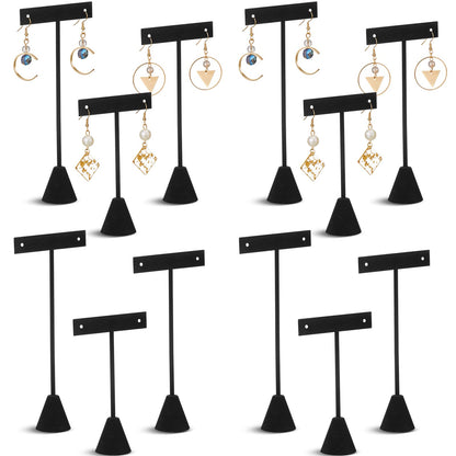 Marsui 12 Pcs Earring Display Set T Bar Earring Display Stand with 3 Heights Earrings Stand for Jewelry Vendors (Black)