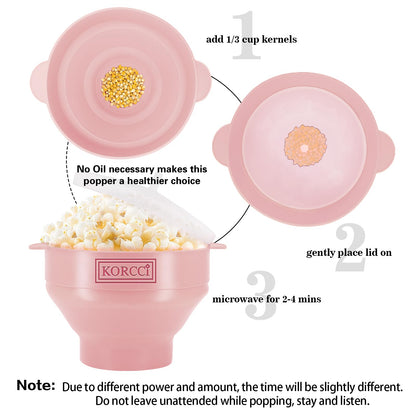 The Original Korcci Microwaveable Silicone Popcorn Popper, Microwave Popcorn Popper, Collapsible Microwave Popcorn Maker Bowl, No Oil Required, Use In Microwave, Dishwasher Safe (Blue)