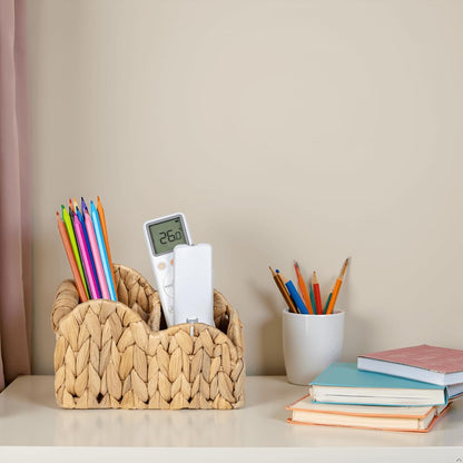 Kriitools Scalloped TV Remote Control Holder Bedside Organizer, Office Desk Caddy Storage Organizer Accessories, Pen Pencil Cup, Makeup Brush Holder, Farmhouse Rustic Decor Organizer Holder, Natural