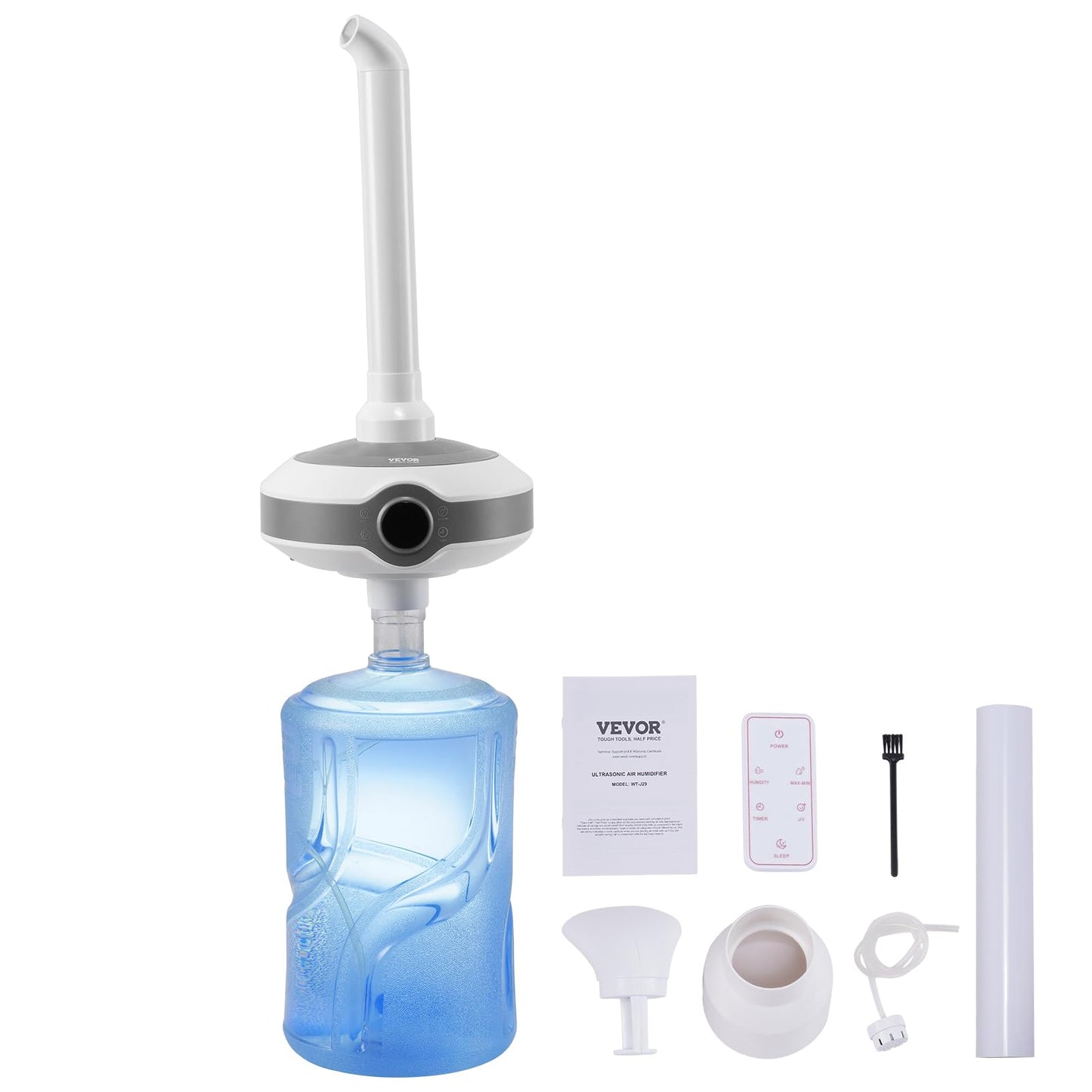 VEVOR Humidifier for Home Large Room, Commercial Humidifier for Whole House 1291.7 sq ft, 16L Water Tank & Night Light & 12h Timer & Auto Shut-Off, Greenhouse, Commercial Branch Tube w/ 360° Nozzle