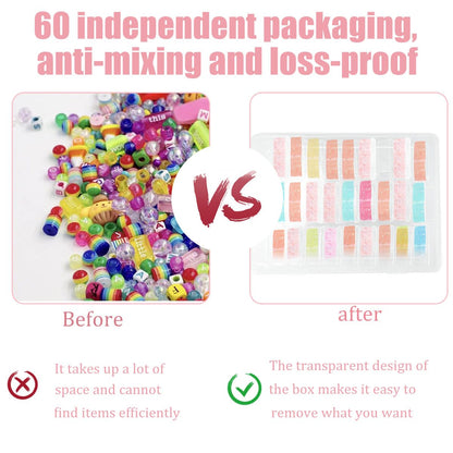 Qicfrk Bead Storage, 62 Pcs Mini Clear Diamond Painting Storage Boxe Plastic Bead Storage Containers with Hinged Lids Seed Bead Storage for Tiny Mill Hill Beads, Bracelet Making, Diamond, Small Parts