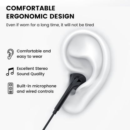 MOSWAG Wired Earbuds with Microphone, 3.5mm Jack in Ear Headphones with Microphone Suitable for Smartphones, Computers, Laptops, IPads, MP3 Players, Etc