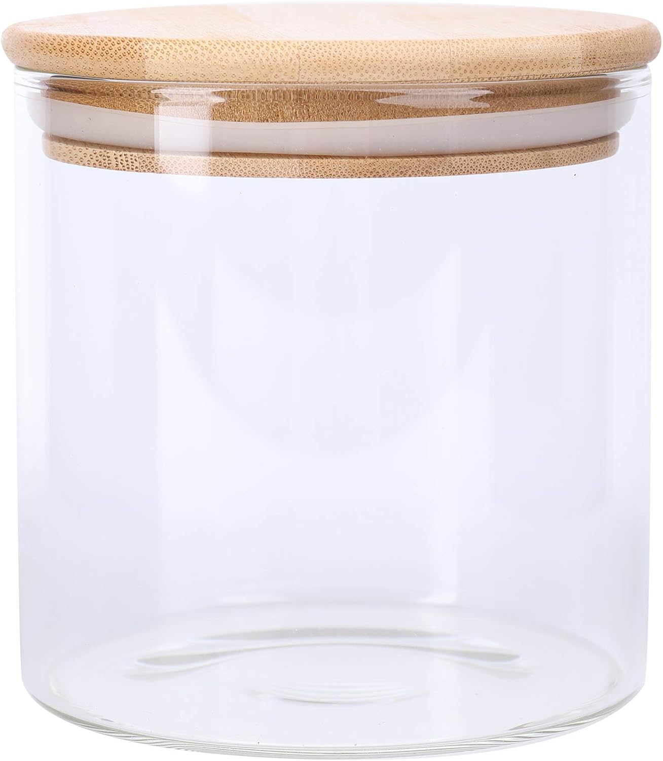 Lawei 4 Pack Glass Storage Jars with Airtight Bamboo Lids, 18.6 OZ Clear Glass Kitchen Canisters