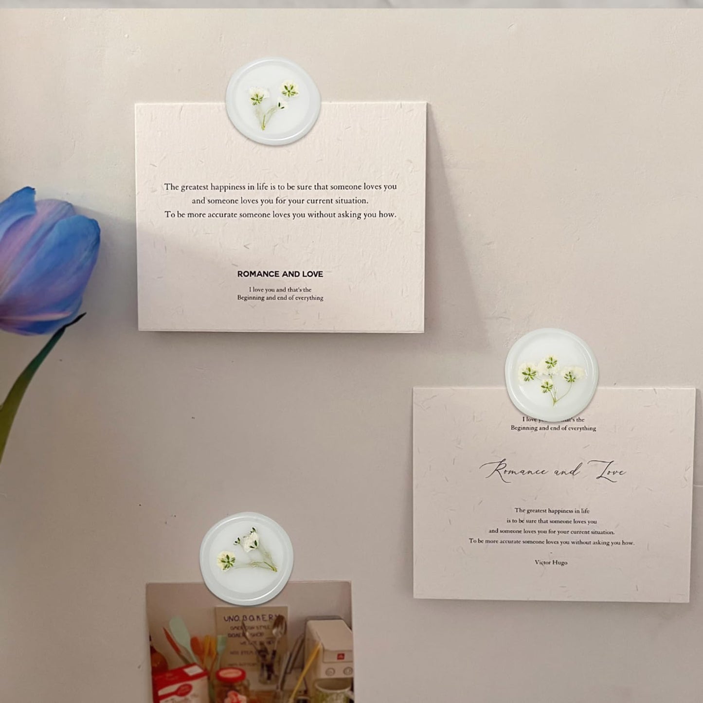 100 Pcs Baby's Breath Adhesive Wax Seal Stickers White Dry Floral Backing Envelope Seals Perfect for Wedding Invitations,Bridal Shower Party