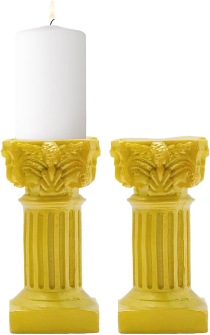 Saihisday Miniature Roman Pillar Columns - 5Pcs Resin Candle Holders for Wedding & Christmas Decor | Yellow