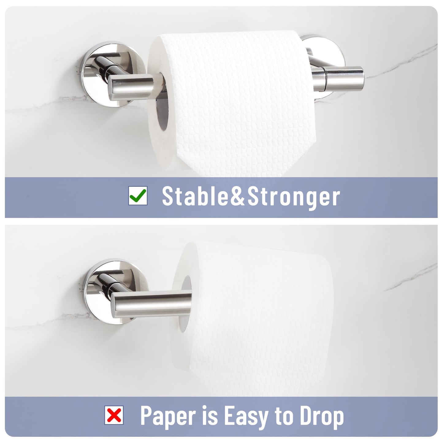 BVL Toilet Paper Holder Polished Chrome Wall Mount Stainless Steel 304 Large Mega Roll