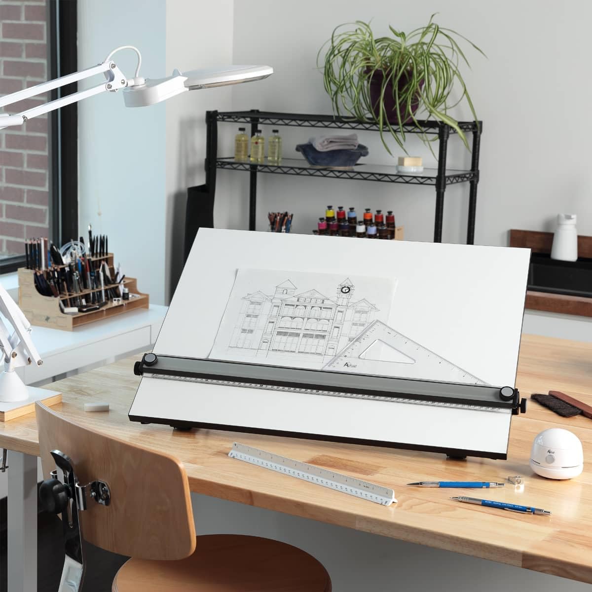 Acurit Multi-Angled 20”x26” PXB Drawing Board & Travel Bag for Artists & Drafters - Portable Tabletop Workspace, Drawing, Sketching, Painting - Laminated Surface w/Ruler & Parallel Motion Bar