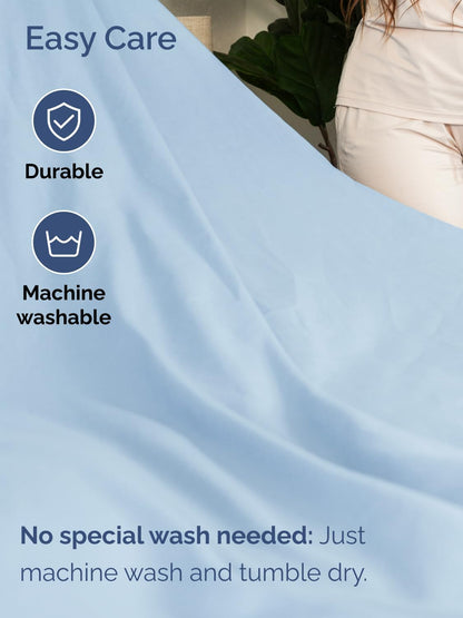 Skiennix Extra Deep Split King Sheet Set - 7-Piece Breathable Cooling Bedding - Soft, Wrinkle-Free Light Blue