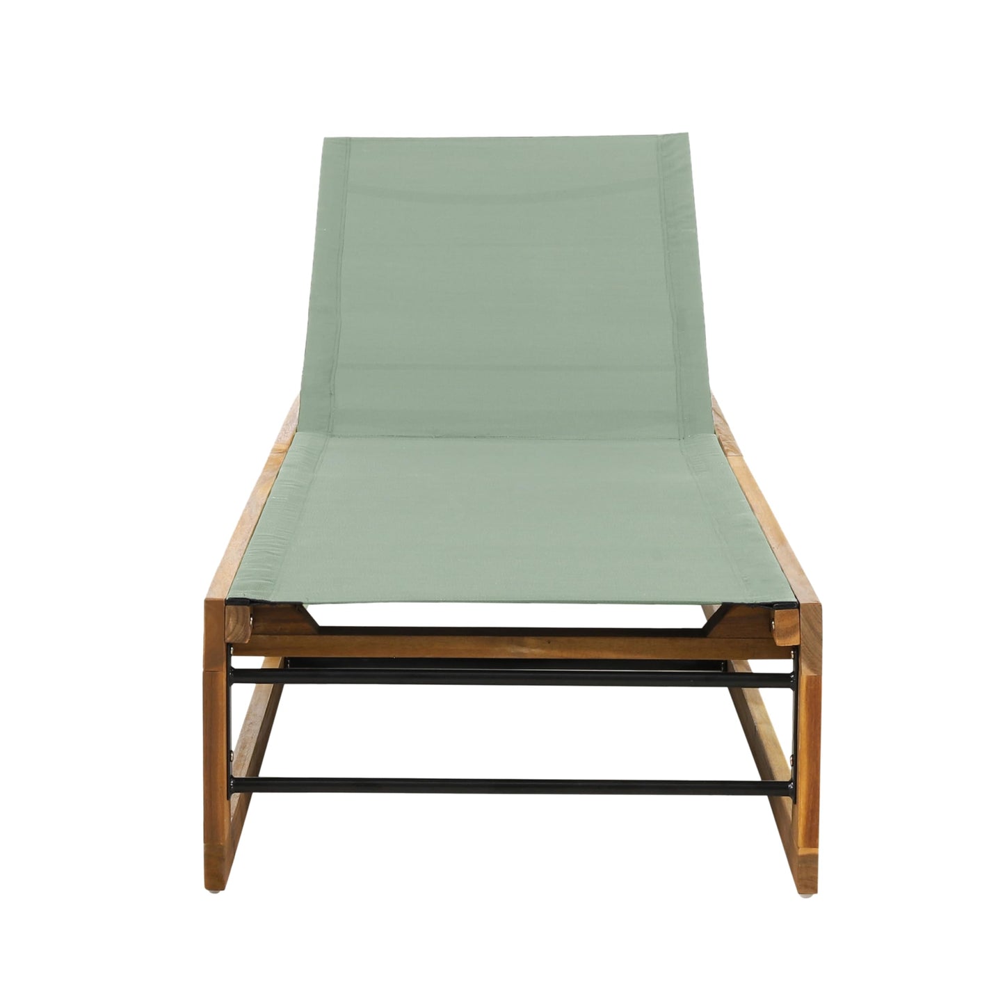 Christopher Knight Home Tristz Patio Chaise Lounge Chair Outdoor, Acacia Wood Sunbathing Pool Lounger with Breathable Mesh Seat, Adjustable Backrest Reclining Chair, Single Lounger, Teak+Mint Green