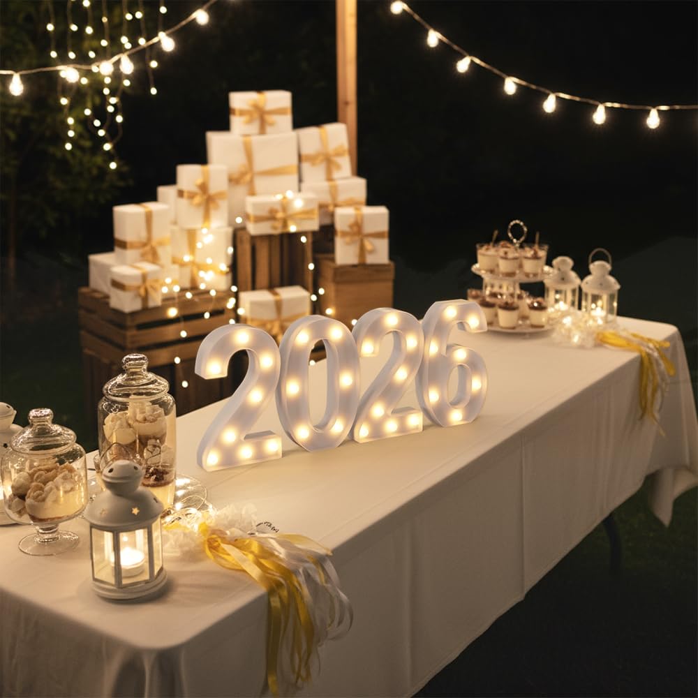 2026 LED Marquee Numbers, LED Marquee Letter Lights New Year Decor, Grad 2026 Sign Light up Letters for Graduation Decorations, Class of 2026 Light Up Numbers for High School College Graduation Party