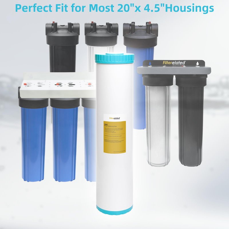Filterelated Water Softener Filter Cartridge, 4.5 x 20 Inch Whole House Replacement, Fits Standard 4.5"x20" Housings, Removes Hardness & Prevents Scale