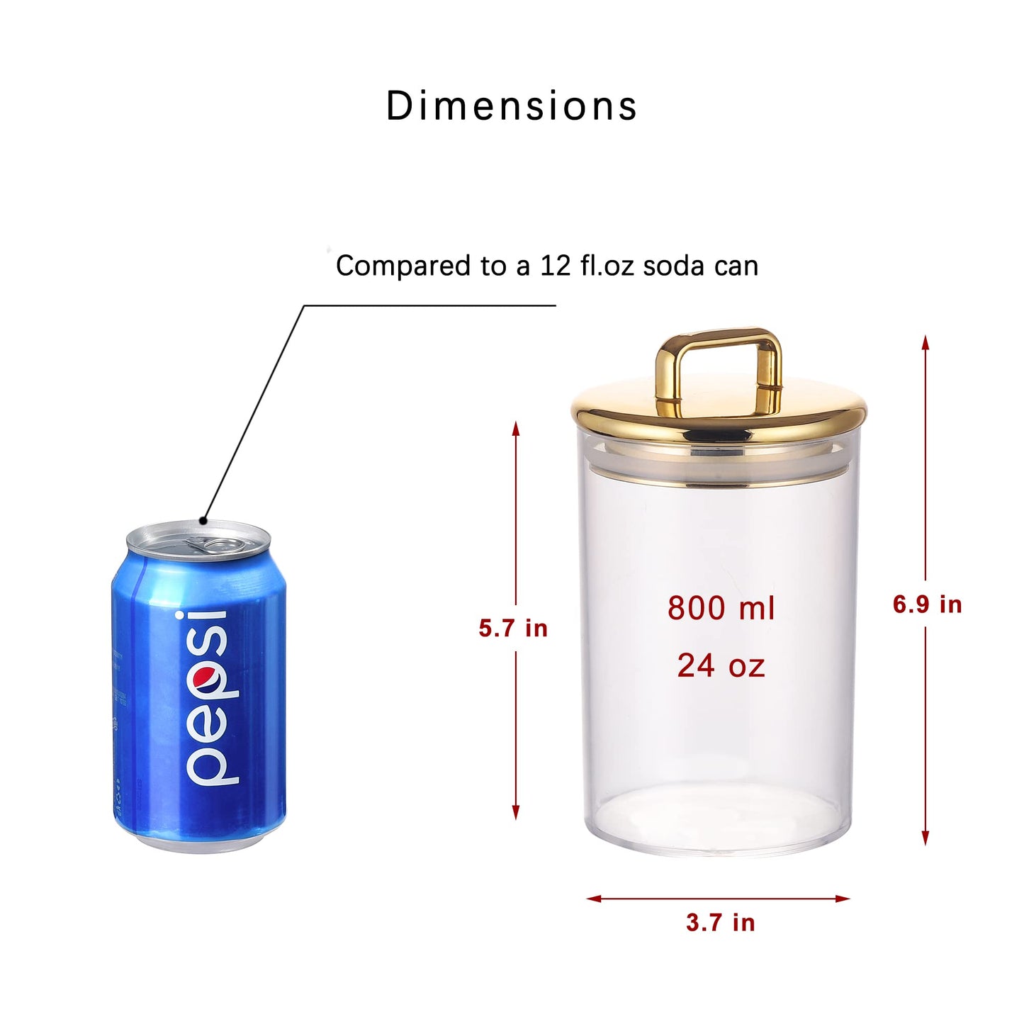 2 Pack 24 oz Medium Acrylic Storage Apothecary Jar with Gold Airtight Lid | Bathroom Vanity Organizer Containers | Ideal Decorative Canisters for Shells, Bath Salt, Grains, Cotton Ball, Flossers