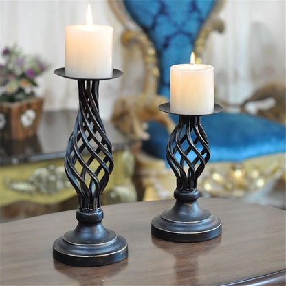 Candlestick Holders Vintage Candlestick Ornaments Candlelight Dinner Table Candle Holder for Wedding, Church, Halloween Candle Holders(Small)