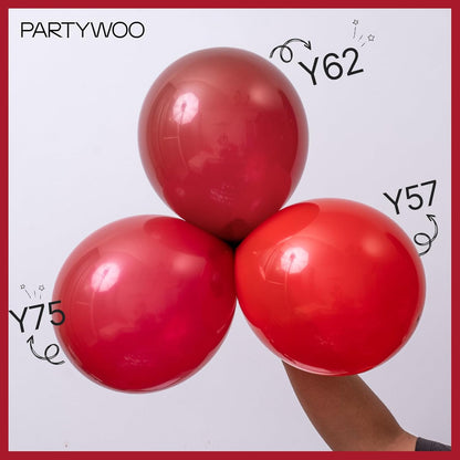 PartyWoo Red Balloons - 100 Pcs Matte Latex Balloons in Various Sizes for Party Decor | Perfect for Garlands & Arches