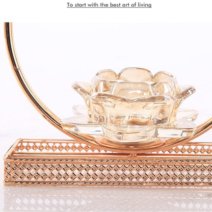 WAOCEO Candlestick Holders New Chinese Candle Holder Creative Crystal Glass Metal Candle Holder Ornament Home Restaurant Desktop Candlelight Dinner Candle Holders(Size:A)