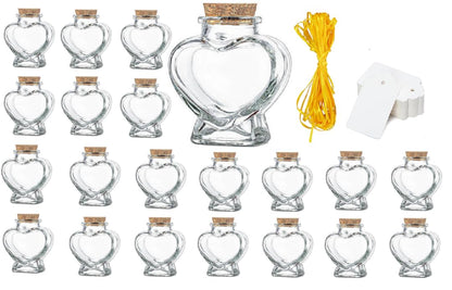 zmgmsmh Mini heart jars small heart shaped glass jars with cork lids candy jars bridal shower favors jars memo jiars perfect amount about 3 ounces holding sands, shells,candies etc (20 pieces)