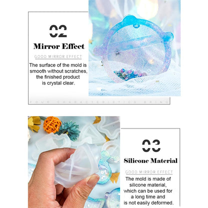 iSuperb 11Pcs Resin Shaker Mold DIY Quicksand Star Moon Cat Casting Epoxy Silicone Mold Heart Shaped Kawaii Resin Epoxy Jewelry Molds for Pendant Decoration Crafts
