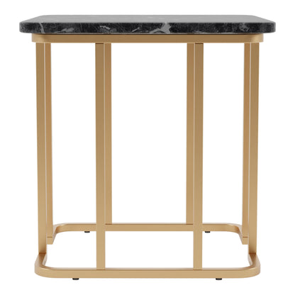 24/7 Shop at Home Scheben Modern Faux Marble Top 2-Piece Coffee Table Set with U-Shaped Metal Base for Living Room, Bedroom, Home Office, Gold Coating and Black