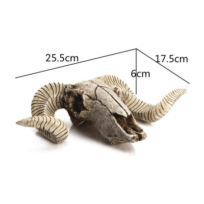 YOWOY Skull Sheep Head Wall Sculpture,Resin Ram Decorations,Ram Sheep Skull Decor - Animal Skeleton Sculpture Hanging Art Collectible (A)