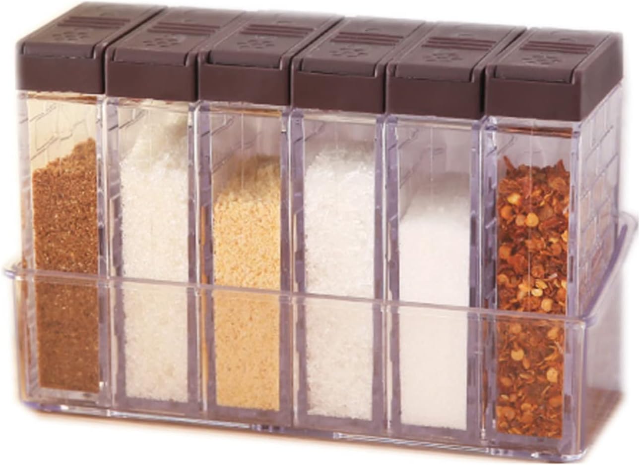 6 Case Spice Shaker Jars, Transparent Condiment Container Set for Salt Spices Seasoning Storage Box
