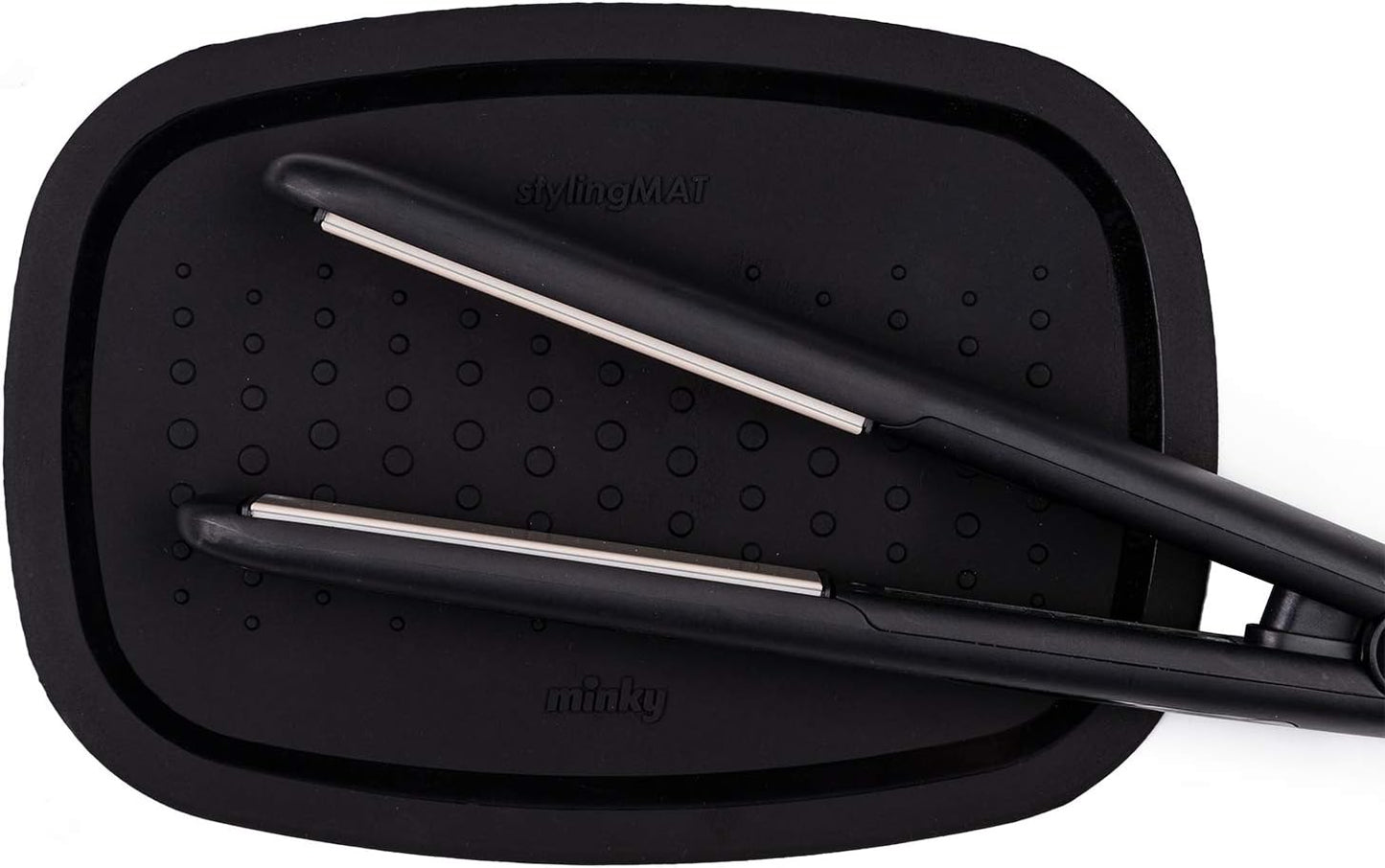 Minky Homecare Silicone Mat for Hair Tools - Heat Resistant Curling Iron & Flat Iron Holder, 5 x 7 Inches, Black