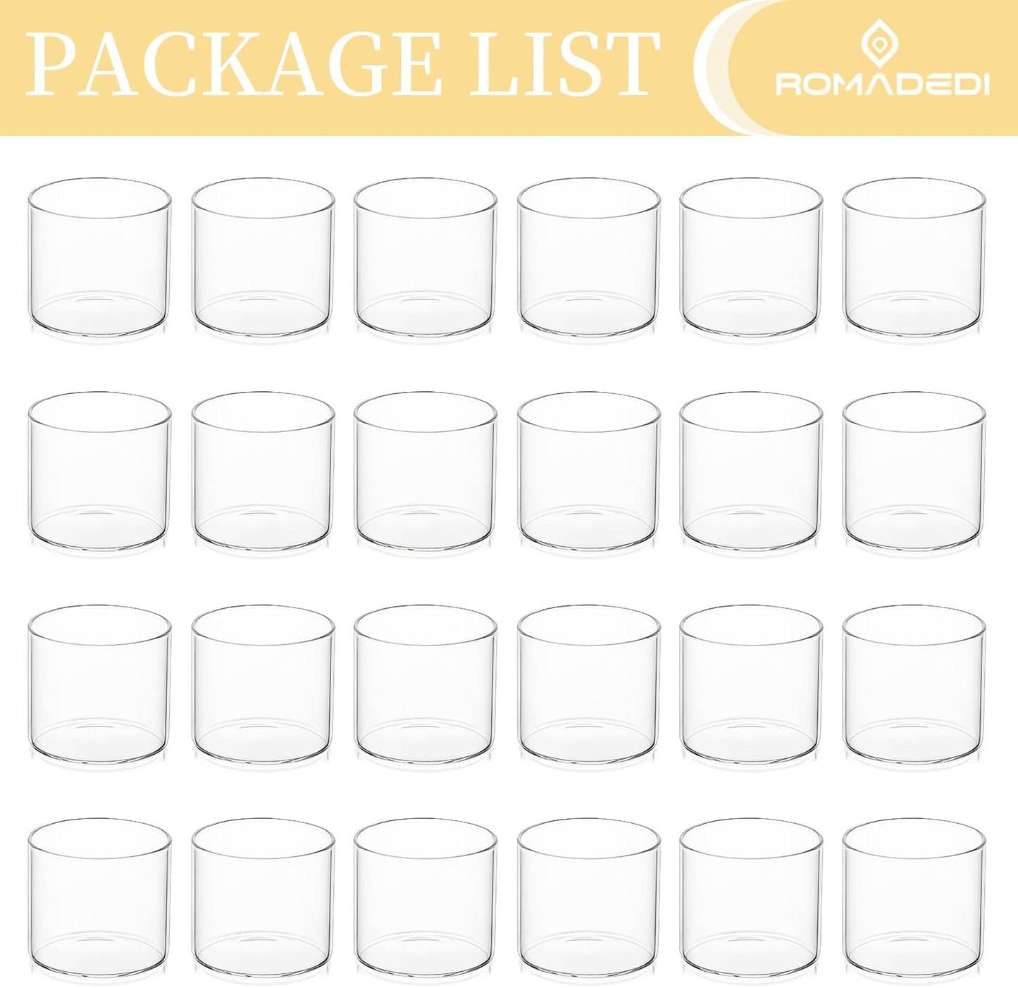 20pcs+Extra 4 Votive Tea Light Holders Bulk - Clear Glass Tealight Candle Holder for Floating Candle as Candlelit