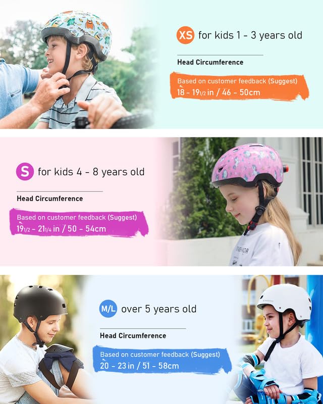 Toddler Bike Helmet for Boys and Girls, Adjustable Kids Helmets from Infant/Baby to Children, 1/2/3/4/5/6/7/8 Years Old (Unicorn,XS)
