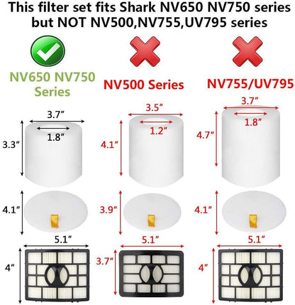 Shark Vacuum Filters Replacement - 2 Post Filters + 4 Foam & Felt Filters for AZ1002, NV650 Series